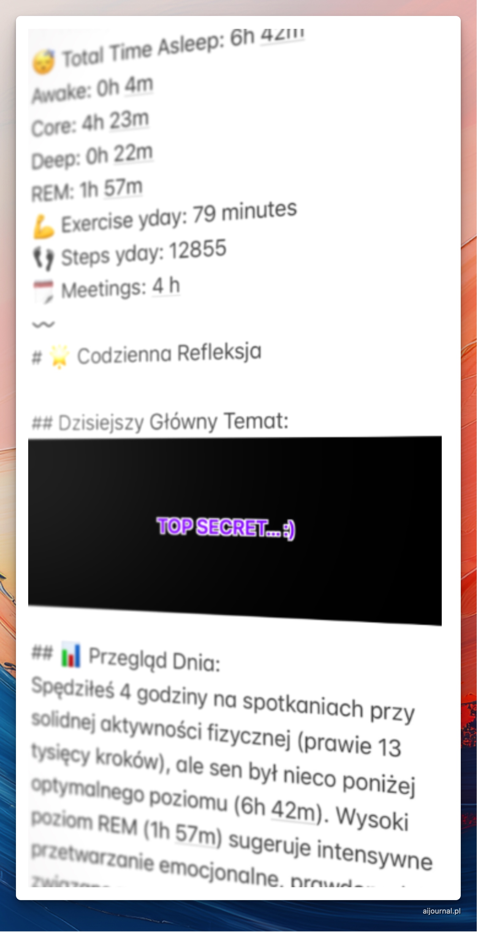 AI Journal w działaniu